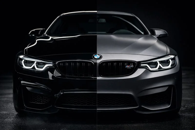 MW M4 in Frozen Dark Grey Optik durch matte Folierung in Münchener Werkstatt