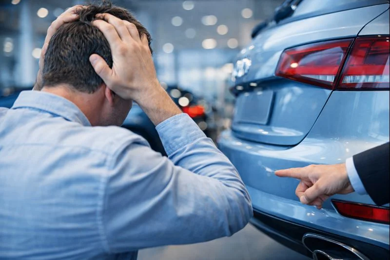 Sachverständiger prüft Lackschäden bei einer Leasingrückgabe in München